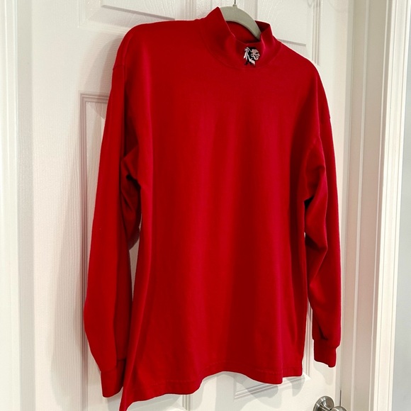 VTG 80s Gator Athletics Inc Mock Neck Long Sleeve Shirt Men L Red USA Warrior - Picture 3 of 8